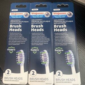 3 Walgreens Smilesonic Premium Anti Plaque Replacement Toothbrush Heads (2 pk)